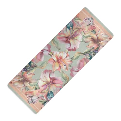 Boho Floral Flowers printed non slip yoga mat For hot yoga, natural rubber non slip, with bag tapete para ejercicio 71x26 inches