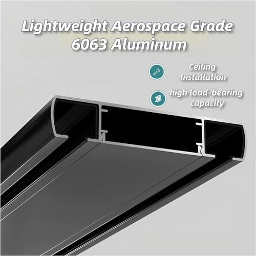 Silent Double Slide Curtain Track - 3.1m (10.2ft) Ceiling Mount Aluminum Alloy with Hooks & Accessories - Perfect for Living Room, Bedroom & Room Divider (White)