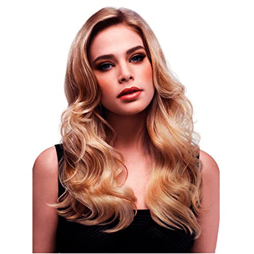 AWADUO Sexy Brown Blond Long Big Wave Mix Full Volume Curly Wavy Wig W/Long Bang Women’s Girl Hot Full Hair Wig s Cosplay Costume Party Anime Wigs