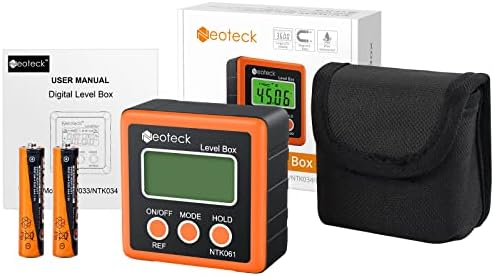 Neoteck Cyfrowy kątomierz, wodoodporny, z wyświetlaczem LCD, miernik, do mierzenia kątów, ukośnicy, samochodów itp., pomarańczowy