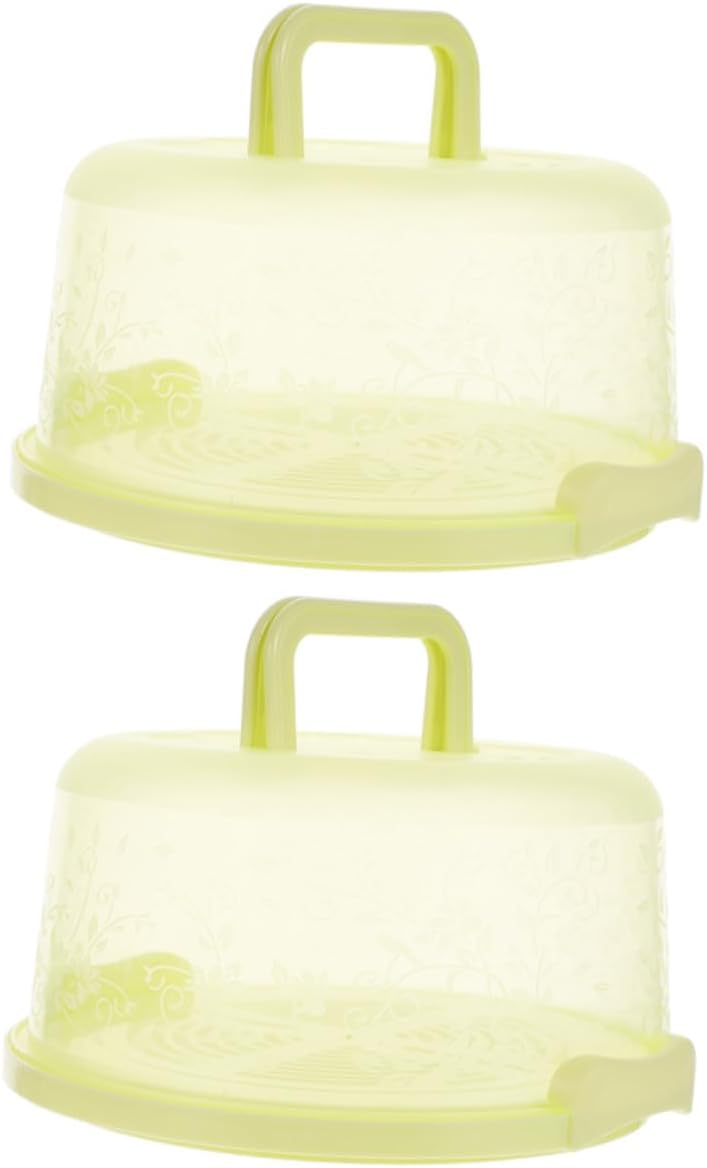 Portable Cake Carrying Case with Handle, 2pcs Green Pp Dessert Storage Boxes, Lockable Cake Packaging Containers for Baking and Party Transport