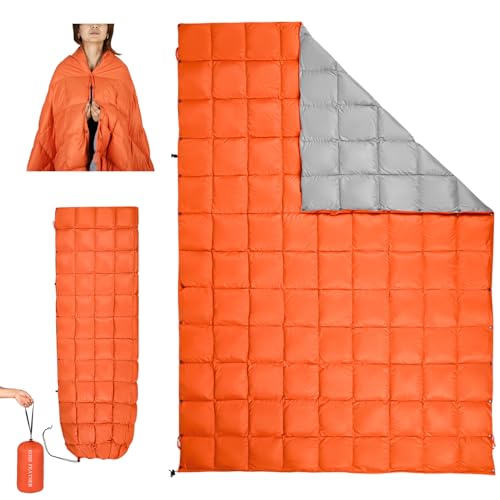 ROSE FEATHER Down Camping Blanket, Lightweight Outdoor Travel Blanket, Puffy Sleeping Bag Blanket...