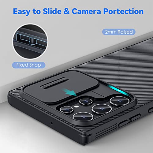Image of CloudValley for Galaxy S22 Ultra Case with Slide Camera Cover, Slim Thin Shockproof Protective Phone Cases with Sliding Camera Lens Protection for Galaxy S22 Ultra 5G (2022) - Black