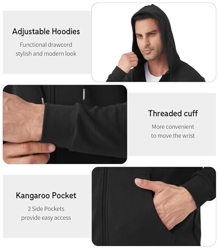 Idtswch Mens Tall Lightweight Hoodies Zip Up Sweatshirt Slim Fit Jacket4