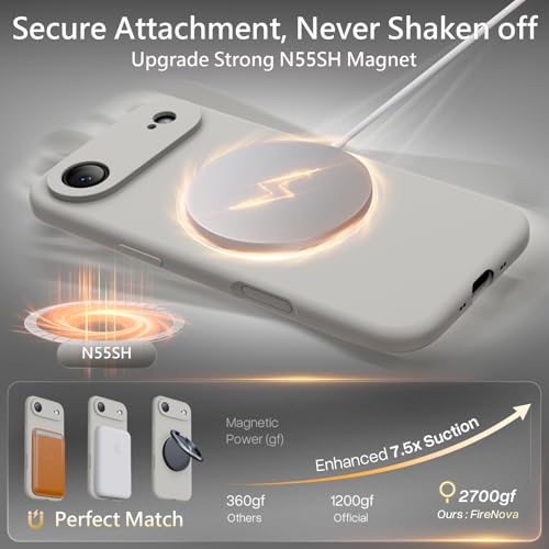 Image of FireNova Magnetic for iPhone Air Case, Compatible with MagSafe, [Integrated Silicone Camera Control Button] [Camera Protection] Microfiber Lining Phone Case for iPhone 17 Air, 6.5 inch, Natural Titanium