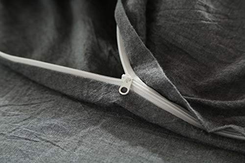 Image of F.Y.Dreams 100% Washed Cotton Duvet Cover for Weighted Blanket 80x87 inches with 16 Ties, Zipper on Long Side /Grey /Just Duvet Cover