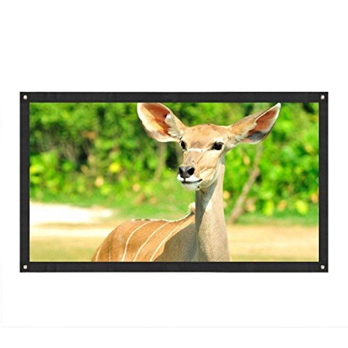 QUICKLYLY PVC Pantalla Plegable para Proyector 60/72/84/100/120", Pantalla de Proyección 16:9, Colgada por Cuerda, para Aire Libre Cine en Casa Presentaciones (60 inch)