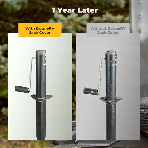 BougeRV 600D Polyester Electric Tongue Jack Cover Universal Trailer RV Electric Tongue Jack Protective Cover (Large Size 14″H x 5″W x 10″D)