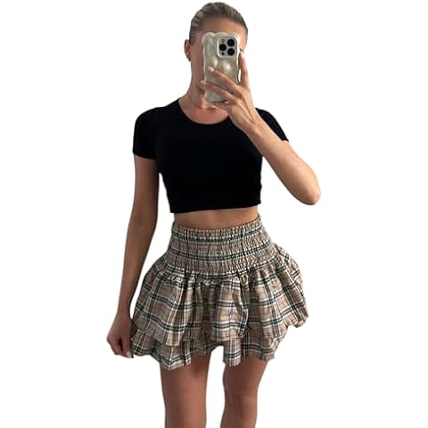 Crazy Fashion Beige Tartan Frill Mini Skirt Cover