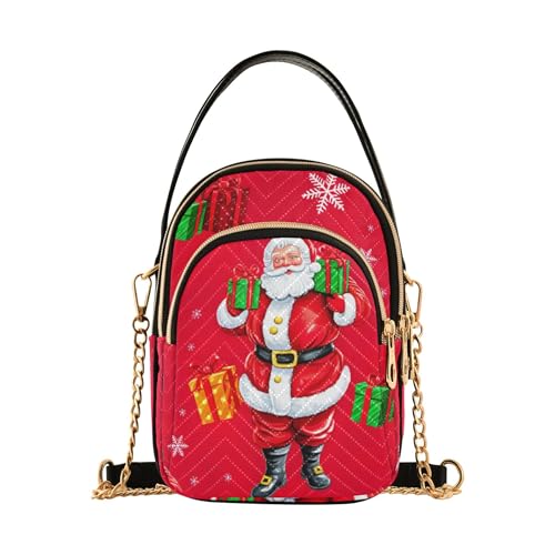 Cute Santa Claus Red Women's Shoulder Purses Funny Chain Strap Wallet Phone Purse Quilted Zipper Lady Crossbody Bag