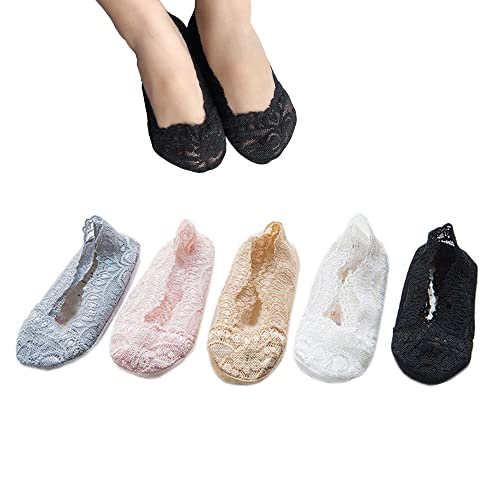 5Pairs Girls Lace No Show Socks Baby Toddler Girls Low Cut Non-skid Boat Socks Invisible Hidden Cotton Liner Sock