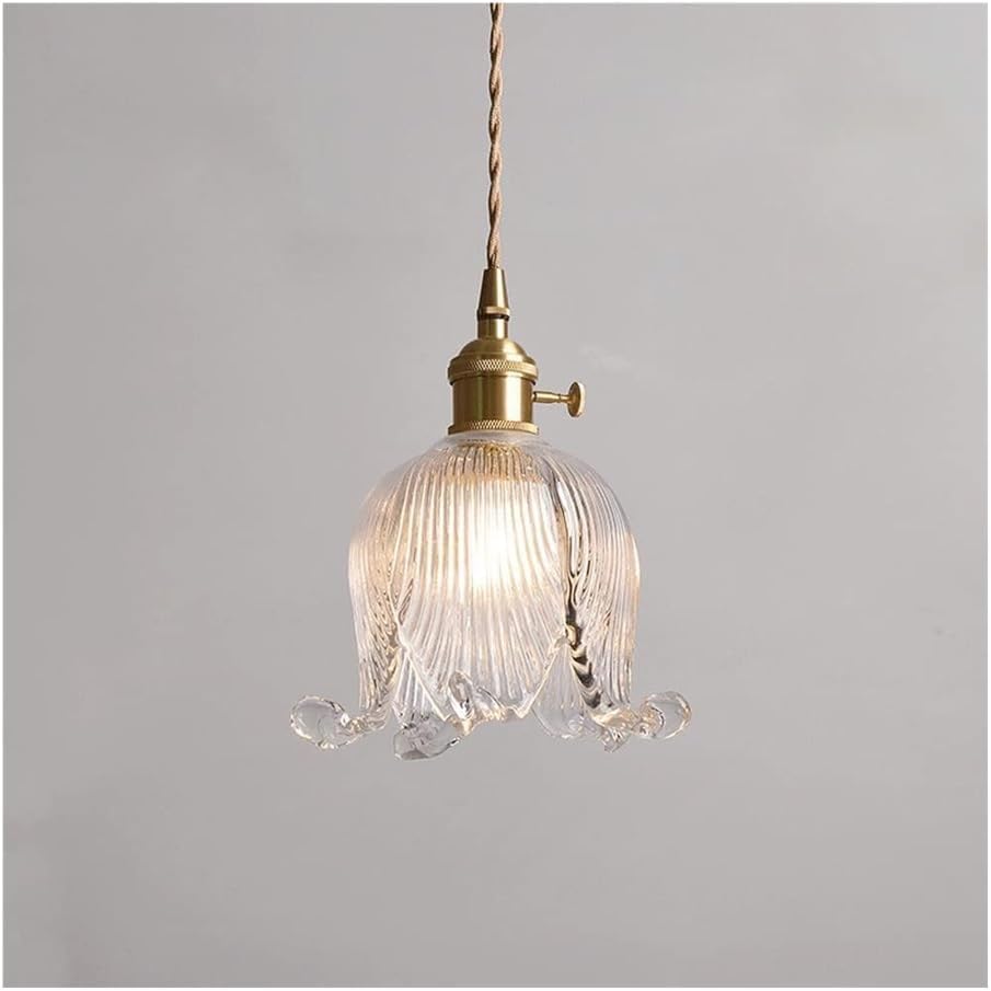 Lámpara colgante de cristal con diseño de pétalos para isla de cocina y salón