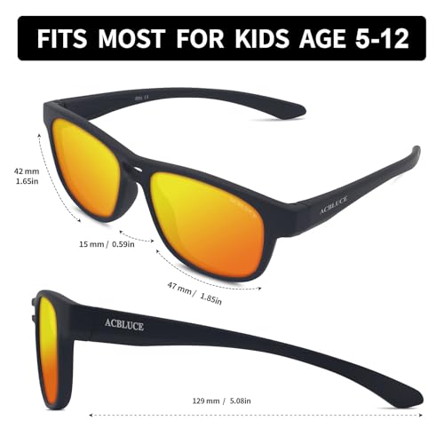 Kids Sunglasses TPEE Unbreakable Frame Polarized Sports Glasses with Adjustable Strap For Boys Girls Age 5-122