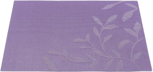 Image of Potency Table Mats Set of 4, Woven Placemate for Dining Table, Heat-Resistant Placemats Stain Resistant Anti-Skid Washable PVC Table Mats,Vinyl Placemats for Dining Kitchen Restaurant Table (C-Purple)