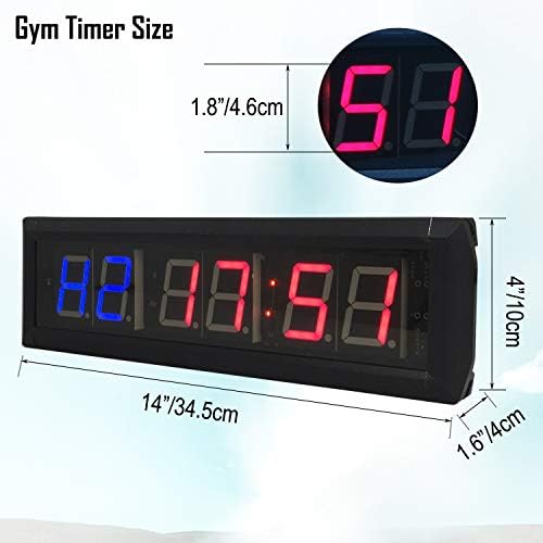 Ledgital Gym Timer Stopwatch with Remote, Countdown/up Clock in Mints Secs, Ideal Interval Timer Clock for Home Gym Workout, Ultra-Brightness & Dimmable, Wall Mount Brackets Included, UK Plug