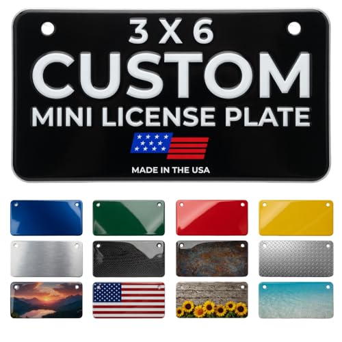 Custom Mini License Plate 3 x 6 Inch - Personalized for Motorcycles Scooters Ebikes Kids Ride-On Cars Golf Carts & Wheelchairs | Colors Fonts & Backgrounds | Novelty Metal Plate (3 x 6)