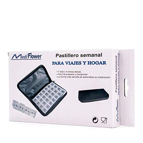 MediFlower Pastillero semanal para viajes y hogar