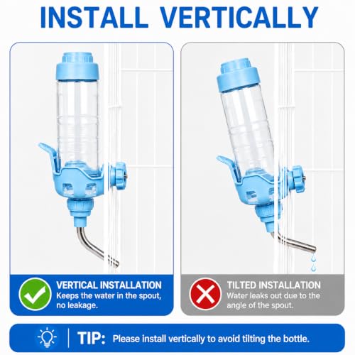 Image of Vannon Water Bottle for Small Animals, 20oz Top-Fill Pet Dispenser, Blue
