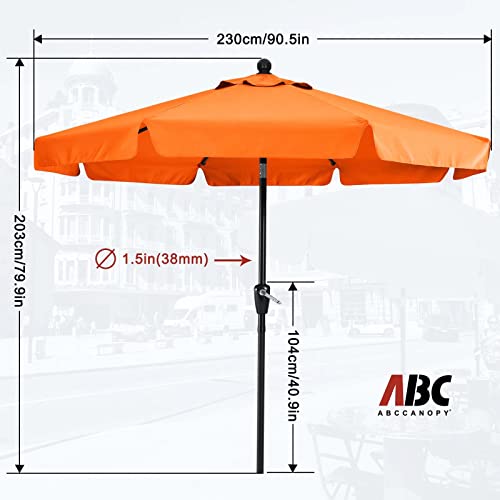 ABCCANOPY 230cm Sonnenschirm im Freien Wasserabweisende Bespannung -Gartenschirm Marktschirm,Orange – Bild 3
