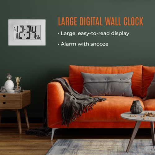 Marathon Large Digital Wall Clock With 8” Display, Graphite Gray - Easy To Read #TOP1