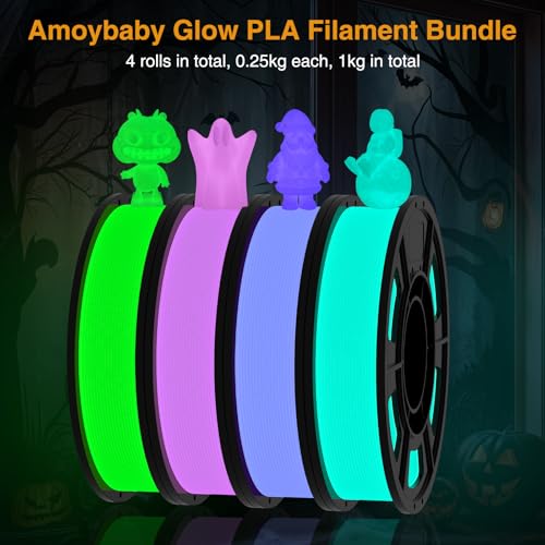 Image of Glow in Drak PLA Filament 1.75mm Luminous 3D Printer Filament Bundle, 250gx4 Value Pack Filament, Fit Most FDM 3D Printers (Green&Teal&Purple&Rose Red)