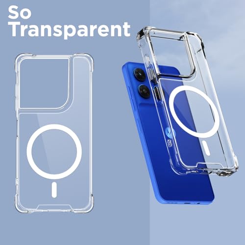 Image of Outlouders Back Cover for Motorola Moto G37 5G | Magnetic-Safe | Transparent PC + TPU | Magnetic Support | Shockproof Protection Bumper Case (Transparent)