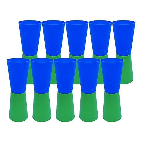 FytStycale 10 Pieces Flip Cups Shuttle Run Rugby Agility Body Coordination Exercise Aid Made of PP Suitable for Team Sports Family Game Parties, Blue Green