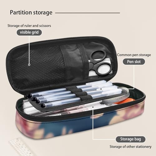 Image of Otter Pencil Case Pencil Pouch Cherry Blossom Pen Cases for Office School Multi-Purpose Pen Storage Bag with Slots for Girls, 8.8 inch x 4.1 inch x 1.7 inch