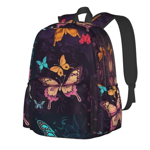 Travel Backpack for Women Men Color butterfly pattern Casual Daypack Large Capacity Nurse Bag