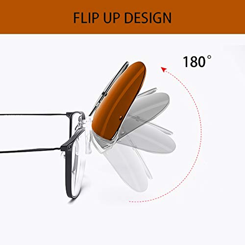 Image of Polarized Clip on Sunglasses over Prescription Glasses Anti-Glare UV Protection Cat Eye Flip up Clip-on Eyeglasses