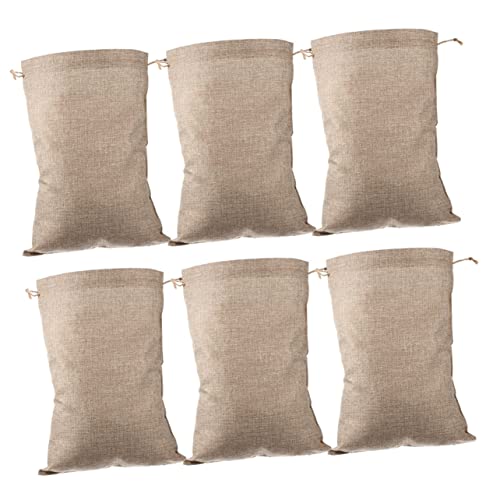 Cabilock 6pezzi Sacchetti Riutilizzabili Coulisse Per Verdure Sacchetti Lino Multifunzione Iuta Per