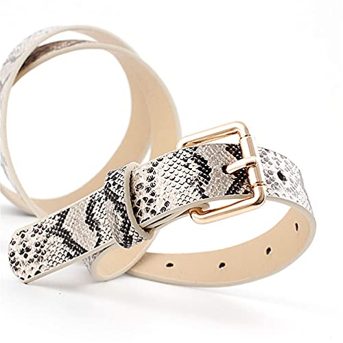 Women's Skinny Pu Leather Thin Waist Belts Snakeskin Embossed Vintage Casual Waist Belt With Metal Buckle for Jeans Dress4