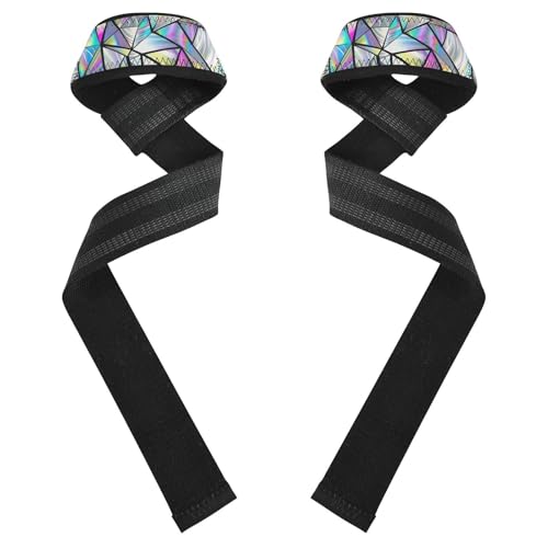 Nander Beautiful Colored Prism Wrist Straps for Weightlifting,Lifting Straps with Neoprene Cushioned Wrist Padded and Anti-Skid Silicone for Strength Training,Bodybuilding,Deadlifting