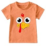 LBP Thanksgiving Shirt for Toddlers Boys Girls Turkey Face T-Shirt Kids Thanksgiving Gobble Tee Tops Orange