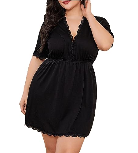 Pyjamas à manches courtes grande taille sexy col V pour rester au frais la nuit