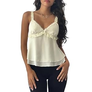 Y2k Crop Tank Top Women Sexy Sleeve...