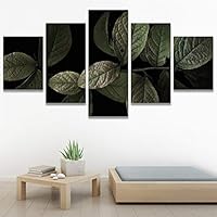 SIGNWIN 5 Panel Canvas Wall Art Modern Art Decorative Elements Expressive Leaves Multicolor Patterns Photography for Home Decorations Ready to Hang - 60