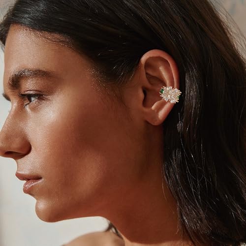 MTMY Gold Ear Cuff Earring for Women 14K Gold Plated Cubic Zirconia Non-Pierced Clip on Cartilage Chunky Ear Cuffs Hypoallergenic Jewelry2