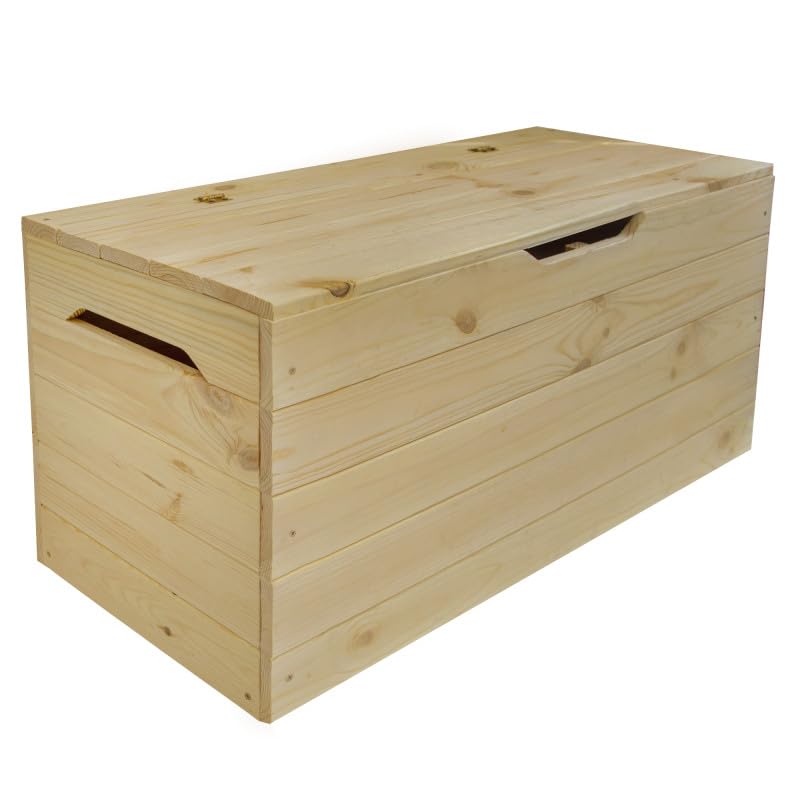 4iQ PINEBOX Kleine Holzkiste 75x33x35 cm – 88L, Aufbewahrungsbox aus Holz