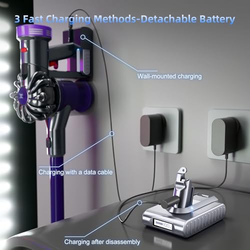 Image of Upgraded 8000mAh 21.6V Replacement for Dyson V6 Battery 6 Cells LCD Display Compatible with V6 Animal V6 Absolute Motorhead VTC4 SV03 SV04 SV05 SV06 SV07 SV09 DC58 DC59 DC61 DC62 DC72 Handheld Vacuum