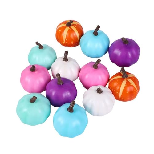YCHUCH 12 calabazas artificiales realistas, calabazas coloridas para Halloween, Acción de Gracias, boda, fiesta