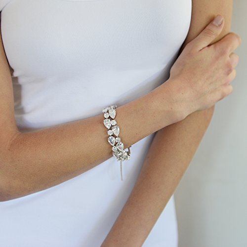 Mariell Silver Petite Length 6 1/2" Wedding Bracelet With Bold Cz Mosaic For Brides And Bridesmaids #TOP2