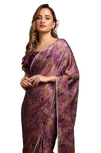 Image of MIRCHI FASHION Saree for Woman Chiffon Colorblock with Foil Work | Shimmer Festive Women's Sari for Wedding Functions and Ceremonies