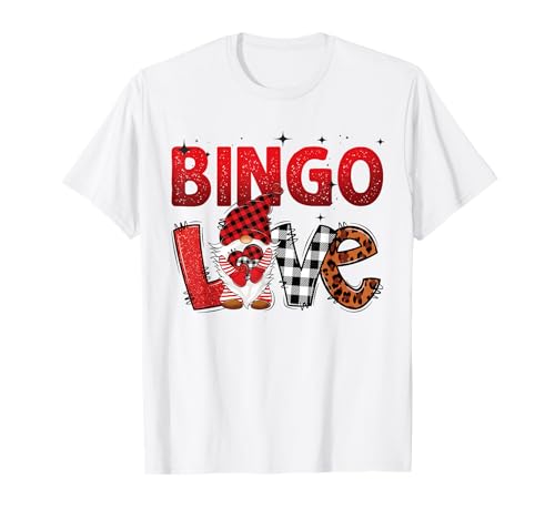 Bingo Love with Leo Pattern Mujeres Hombres Gnomo Bingo Camiseta