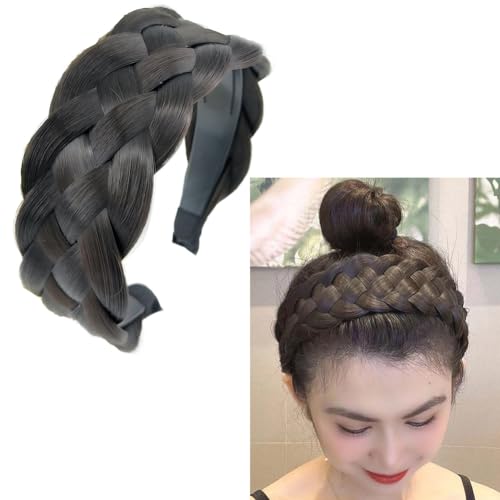 RFTWXHPN Bandeau tressé en cheveux synthétiques à 5 brins pour femme et fille - Bandeau classique large pour fête de Noël