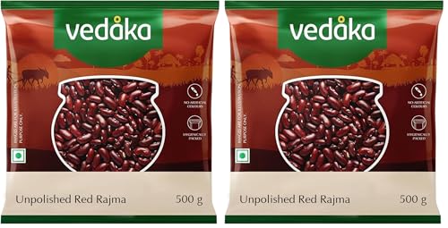 Image of Amazon Brand - Vedaka Unpolished Red Rajma | 500 G | Premium Red Rajma (Pack of 2)