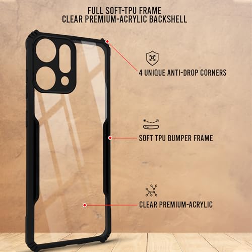 Image of Jkobi Back Cover Case for Oppo Reno14 Pro 5G | Oppo Reno 14 Pro 5G (Shockproof with Polycarbonate Clear Panel | Professional Black)