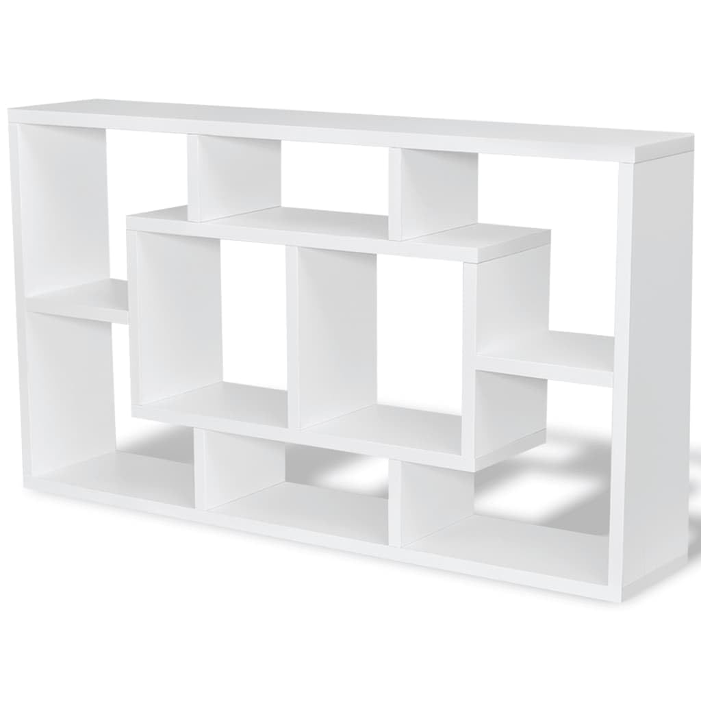 Scaffale da parete bianco con 8 scomparti, 85 x 16 x 47,5 cm