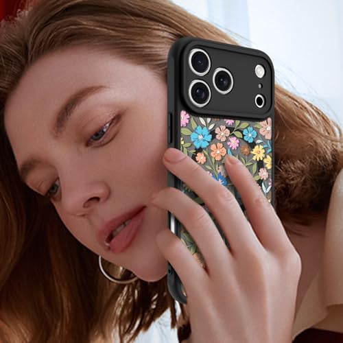 Image of KANGHAR Case Compatible with iPhone 17 Pro Flower Pattern | [Compatible with Magsafe] Cute Colorful Blooming Florals Protective Magnetic Case for Girls Women 6.3 inch