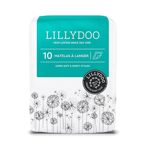 LILLYDOO Matelas à Langer Hypoallergéniques pour Bébé 60x60 cm, 10 pièces, Alèses Ultra-douces pour les Peaux Sensibles, Sans Parfum ni Lotion, Testés...
